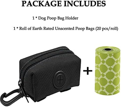Dog Poop Bag Rolls Holder for Leash + 20 Doggy Waste Bags, Black - Image 7
