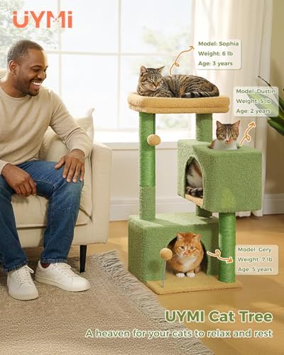Small Cat Tree for Kittens, 32 in Cat Tower with 2 Cozy Condos - Image 2