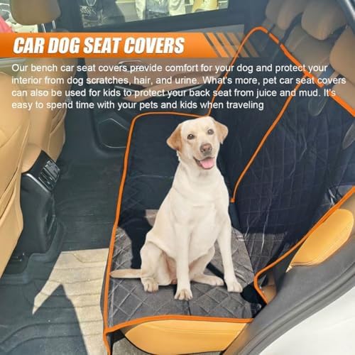 Car Back Seat Cover for Dog, 53" Pet Bench Backseat Cover, Orange - Image 3