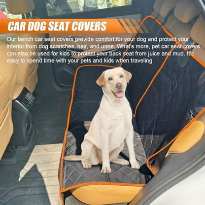 Car Back Seat Cover for Dog, 53" Pet Bench Backseat Cover, Orange - Image 3