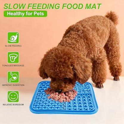 Lick Mat for Dogs & Cats 5 PCS Set 2 Slow Feeder Lick Mats with Suction Cups, Cat Strip Feeder, Scraper & Brush, Dog Lick Mat for Anxiety Relief & Peanut Butter Pad for Grooming & Boredom - Image 7