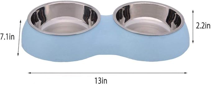 WenYing Pet Dog Cat Basic Bowls for Small Medium Dogs, Blue, Set of 2