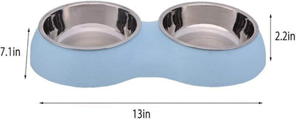 WenYing Pet Dog Cat Basic Bowls for Small Medium Dogs, Blue, Set of 2
