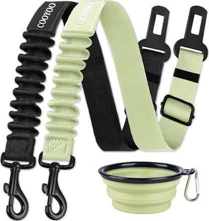 COOYOO Dog Seat Belt,3 Piece Set Retractable Dog Car Adjustable Seatbelts for Vehicle Nylon Pet Safety Heavy Duty & Elastic & Durable Car Harness for Dogs by COOYOO
