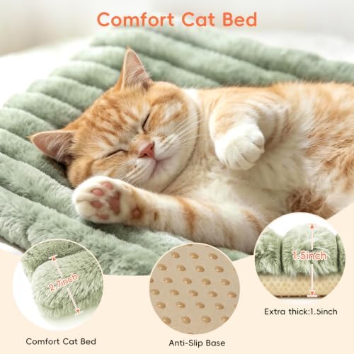 Cat Bed Mat for Indoor Cats, Self Warming Plush Cat Bed, 23.6"x15.7" Green - Image 2