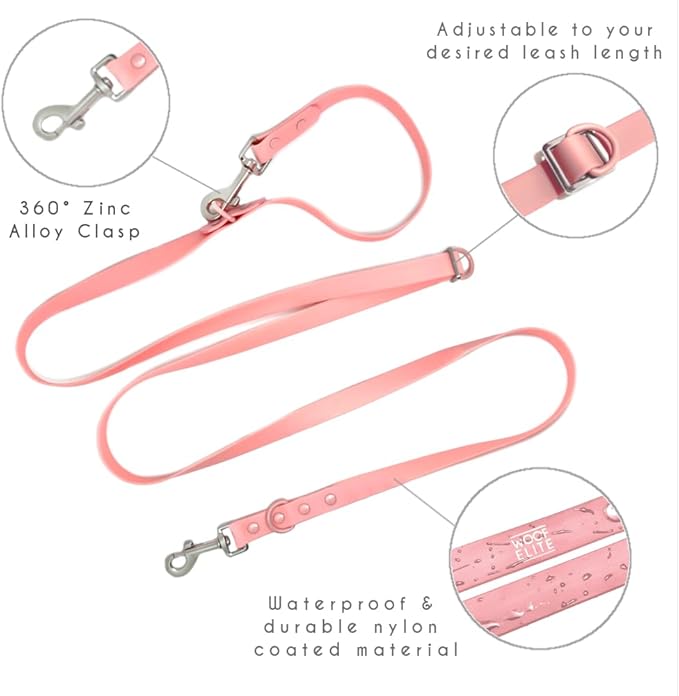 Hands-Free Waterproof Dog Leash, Adjustable Waist & Crossbody Dog Leash for Running, Walking & Hiking (Pink, 7 FT)