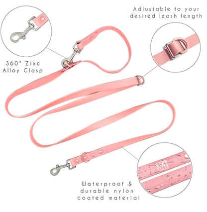 Hands-Free Waterproof Dog Leash, Adjustable Waist & Crossbody Dog Leash for Running, Walking & Hiking (Pink, 7 FT)