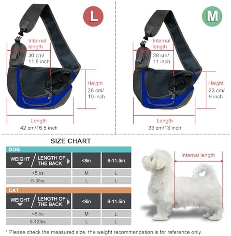 Pet Sling Carrier, Up to 5 lbs, Dog Papoose with Zipper Touch Pocket, Hand Free Breathable Mesh Puppy Carrier, Crossbody Satchel Dog Purse for Outdoor Travel, M, Blue - Image 2
