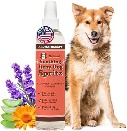 Natural Dog Company Dog Spray for Itchy Skin - 8 oz – Hypoallergenic Deodorizing Spritz with Aloe, Lavender & Calendula – for Itchy Skin, Refresh Coat Between Baths – No Parabens and Alcohol Free by NaturalDogCompany