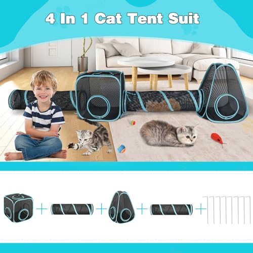 Outdoor Cat Enclosure, 4-in-1 Cat Tent Tunnel Playpen Set - Image 2