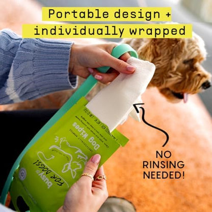BUSYCO - Hypoallergenic Dog Wipes, Cleaning and Odor Control Grooming Wipes for Paws, Body, and Butt, Perfect for Puppy and Adult Dogs, Individually Wrapped, Unscented (Unscented, 20 Grooming Wipes) - Image 3