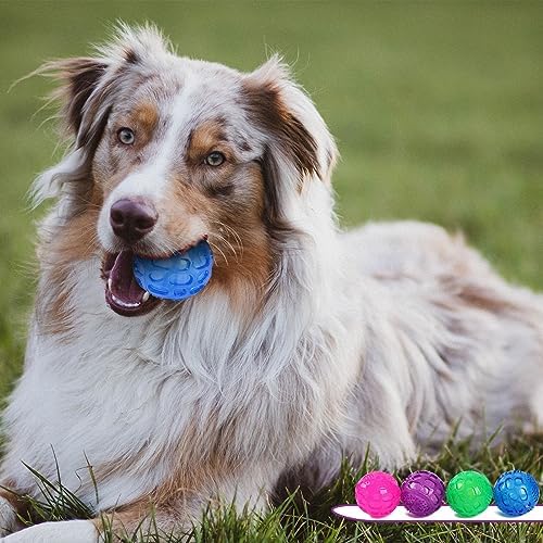 3'' Squeaky Dog Toy Balls for Lagre Medium Breed, Indestructible Dog Balls for Playing, Fetching & Retrieving, Durable Aggressive Chewers, 4 PCS Red+Purple+Green+Blue - Image 6