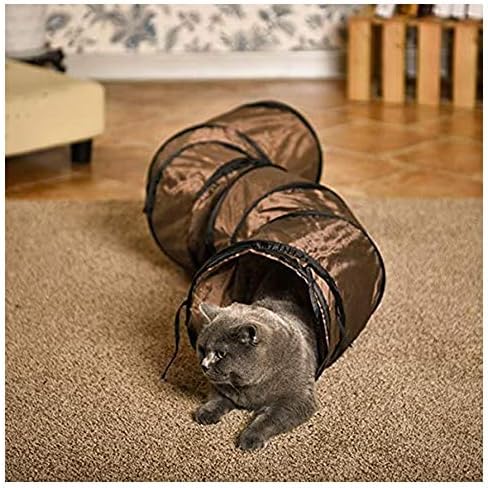 Andiker Cat Tunnel, S-Shape Cat Tube Collapsible Kitten Play Toy with 2 Side Holes for Kitten Exercising Hiding Training and Running Cats Toy for Indoor Cats(Brown) - Image 6
