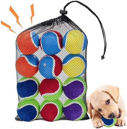 Squeaky Tennis Balls for Dogs - 12 Pack 2.5'' Durable Natural Rubber, Non-Toxic Dog Toy Balls with Mesh Bag for Outdoor Play & Training by OUSIYA