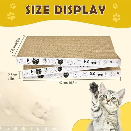 3 Pack Cardboard Cat Scratcher Refill Cat Scratch Pad Durable Cat Scratchers for Indoor Cats Kitten 16.5 x 8 x1 Inch Reversible Cat Scratching Board to Protect The Furniture (Lovely Pets) - Image 2