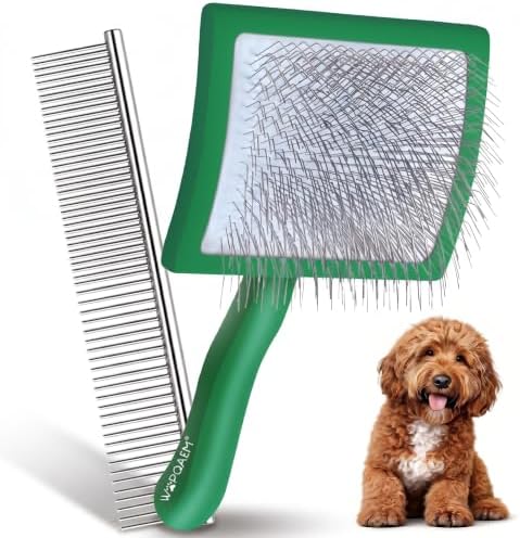 Slicker Brush for Dogs, Doodles, Poodles & Long Haired Cats by WOPQAEM%C2%AE