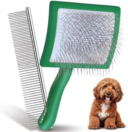 Slicker Brush for Dogs, Doodles, Poodles & Long Haired Cats by WOPQAEM%C2%AE