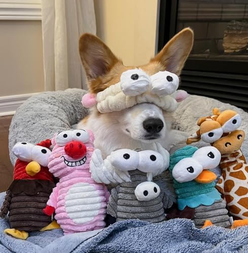 Nocciola 5-Pack Squeaky Dog Toys, Durable Stuffed Critter Zoo Dog Toys with Unique Squeak Sounds to Keep Dogs Busy, Puppy Toys for Small, Medium, and Large Dogs - Image 2