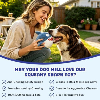 XIAPIA 3-in-1 Plush Shark Squeaky Dog Toys for Aggressive Chewers - Image 4