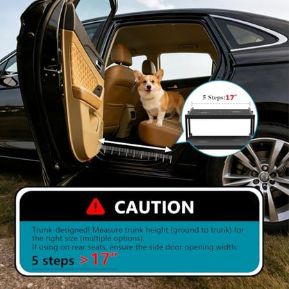 Dog Stairs for car, 6 Steps Foldable Dog Steps for Truck, Upgraded Non-Slip Pet Stairs for lagre Dogs, Metal Pet Stairs for SUV, Truck and Cars - Image 5