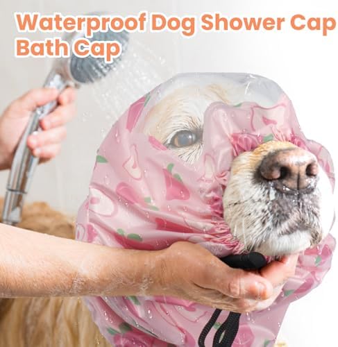 Nanaki Dog Shower Cap-Ear Protection for Bath, Adjustable Grooming Ear Cover, Waterproof Shower Caps for Dogs Hat, Reusable Pet Shower Caps for Bathing Grooming Swimming Drawstring Can be Trimmed - Image 4
