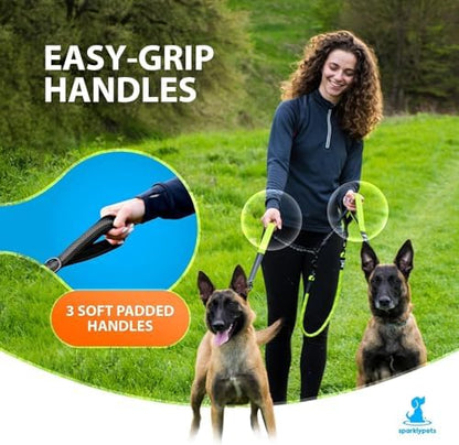 SparklyPets - Double Dog Bungee Rope Leash - Dual Dog Lead for Medium and Large Breeds - Padded Handles, No Tangle - Flow Leash, 2 Dogs Walking Accessory - Image 4