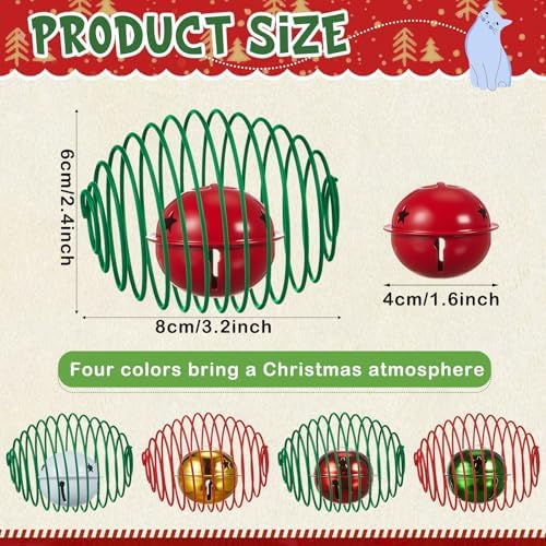 Jecery 5 Pcs Cat Toys Spring,Bell,Christmas Colors - Image 2