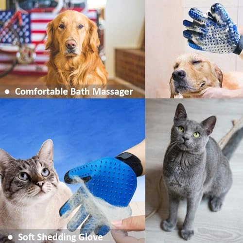 2PCS Pet Grooming Brush Set, Undercoat Deshedding Tool & Double-Sided Silicone Glove for Dogs, Cats & Horses - Gentle & Effective Loose Hair Removal, Shedding Reduction - Image 6