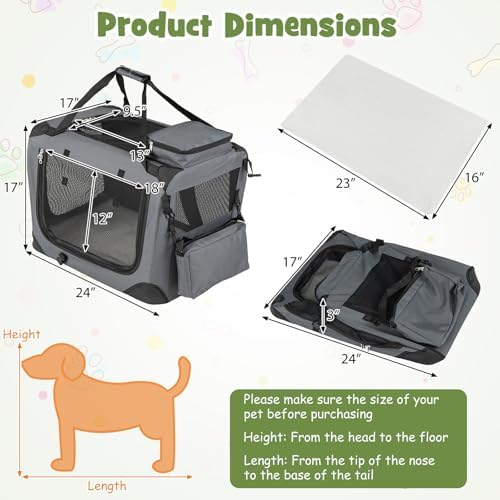 Giantex Collapsible Soft Dog Crate, 24 Inch Portable Travel Dog Kennel - Image 4