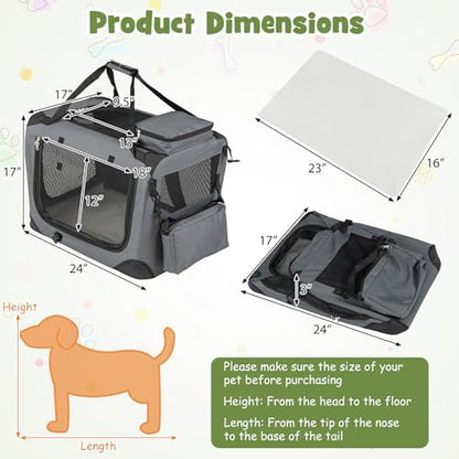 Giantex Collapsible Soft Dog Crate, 24 Inch Portable Travel Dog Kennel - Image 4