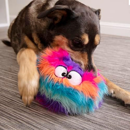 goDog Furballz Squeaky Plush Ball Dog Toy, Chew Guard Technology - Cool Rainbow, Large - Image 2