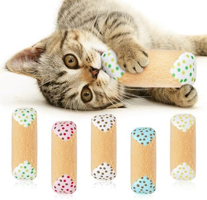 MALLMALL6 Catnip Toys for Cat - 5Pcs Cannoli Crinkle Paper Sound Catmint Toy Gift for Indoor Kitten, Teething Chew Kick Interactive Kitty Supplies, Soft Italian Dessert Pet Present for Kitten Lover by MALLMALL6