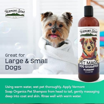 VERMONT SOAP Organic Pet Shampoo, Blueberry Natural Dog Shampoo, 16 oz - Image 3
