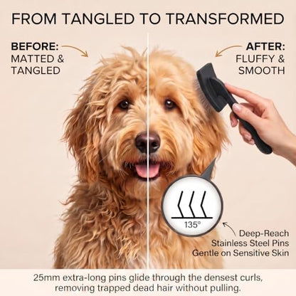 Slicker Brush for Dogs, Doodles, Poodles & Long Haired Cats - Image 3