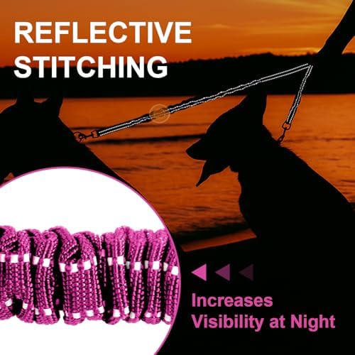 MingXpet 2 Dog Leash, Dog Leash for 2 Dogs, 360° Swivel No Tangle Double Walking Training Leashes for Small Dogs, Comfortable Shock Absorbing Reflective Bungee, Rose - Image 5