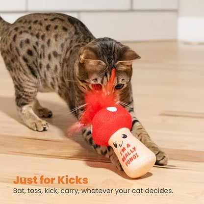 Catstages A Really Fungi Cat Kicker Toy with Catnip and Dental Mesh, Mushroom Shape, Plush and Feather Cat Toy for Kicking, Tossing, and Teeth Cleaning, Red - Image 6