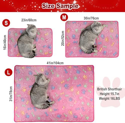 Dono 1 Pack 3 Dog Blankets, Soft Fluffy Fleece Pet Blanket Warm Sleep Mat Paw Print Design Puppy Kitten Throw Blanket Doggy Mat, Blanket for Dogs - Image 2