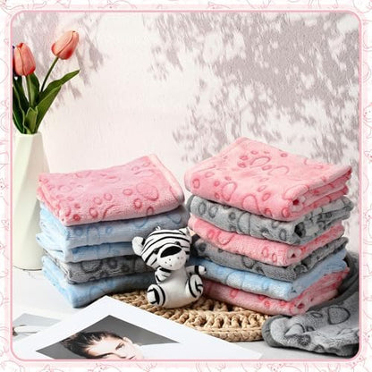 Tegeme 12 Pcs Puppy Blanket for Cat, 30 X 20 Inch Pink,Gray,Blue - Image 4