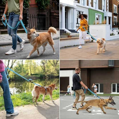 6 Foot Blue Dog Leashes for Large Medium and Small Breed Dogs That Pull,Reflective Nylon Heavy Duty Dog Leash with 2 Comfortable Padded Traffic Handles and Car Seat Belt for Walking and Training - Image 6