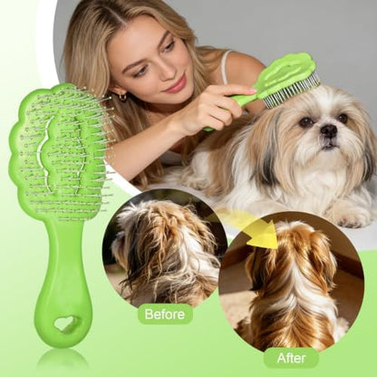 Cloud Shape Small Dog Grooming Brush, Soft Puppy Brush (Green) - Image 5