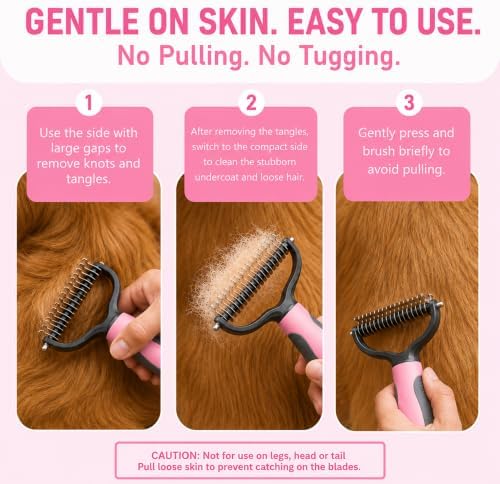 Deshedding Dog Brush for Shedding & Cat Undercoat Rake Pet Grooming Indoor - Image 4