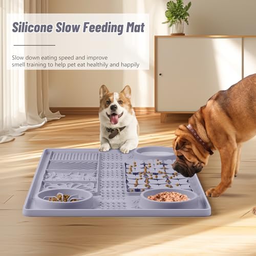 Silicone Lick Mat for Dogs 32"x 20" Large Slow Feeder Mat, Grey - Image 7