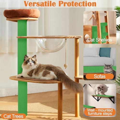 Cat Scratch Furniture Protector - 138" x 13.8" Trimmable Self-Adhesive Cats Claws Scratch Pads, DIY Cat Climbing Couch Protector for Scratch Post Cat Tree Replacement Indoor (Green) - Image 6