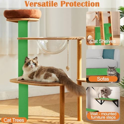 Cat Scratch Furniture Protector - 158" x 13.8" Trimmable Self-Adhesive Cats Claws Scratch Pads, DIY Cat Climbing Couch Protector for Scratch Post Cat Tree Replacement Indoor (Green) - Image 6