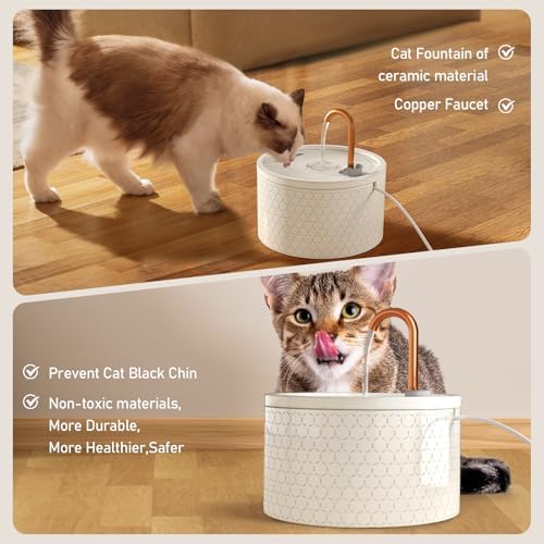 DOOOB Ceramic Cat Water Fountain, 2.1L/71oz Cat Fountain - Image 4