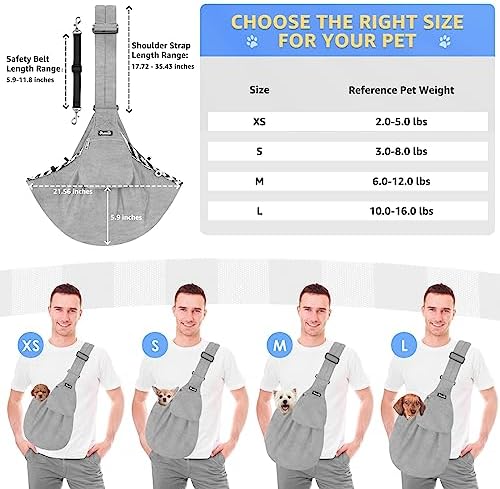 Lukovee Pet Sling, Puppy Small Pet Cat Carrier with Safety Hook - Image 6