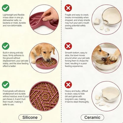 Silicone Slow Feeder Dog Bowl with Suction Base, Anti Choking Pet Bowl - Image 4