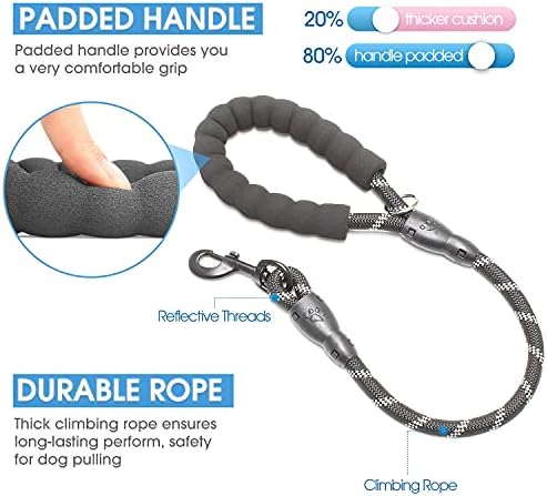 BAAPET 2/4/5/6 FT Dog Leash with Comfortable Padded Handle and Highly Reflective Threads for Small Medium and Large Dogs (2FT-1/2'', Black) - Image 2