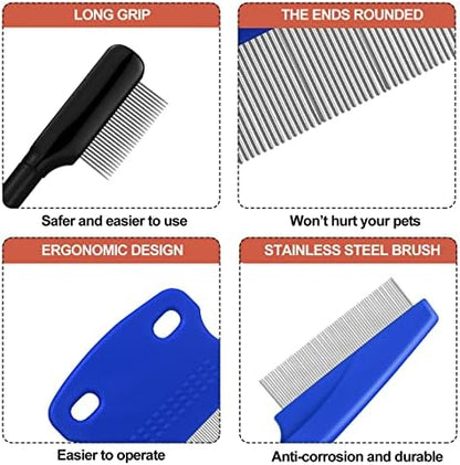 5 Pieces Dog Eye Combs Tear Stain Remover Combs Pet Grooming Comb for Small Dogs Gently Removing Eye Mucus and Crust (Blue, Black) - Image 3