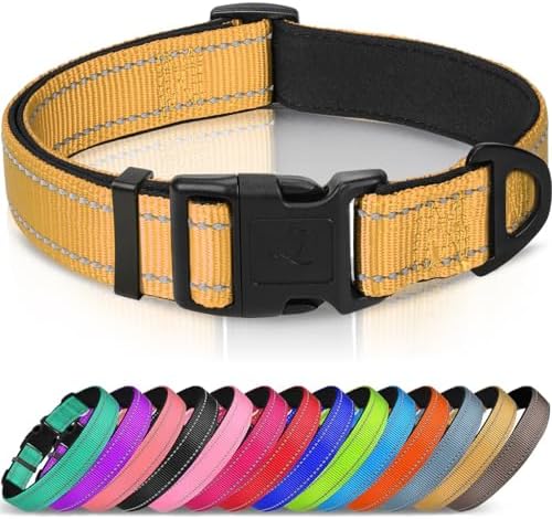 Joytale Reflective Dog Collar, Adjustable Neoprene Padded, Khaki L by Joytale